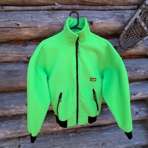 CB Sports Neon Green 90s Fleece Liner Jacket! Women's Med? Men's Sm? Imperfect.